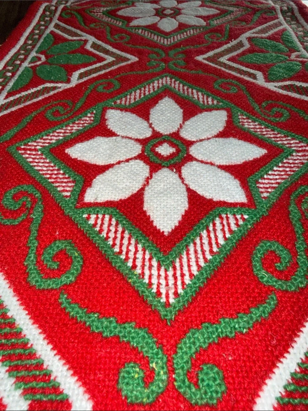 Rare Vintage Wool Reversible Table Runner